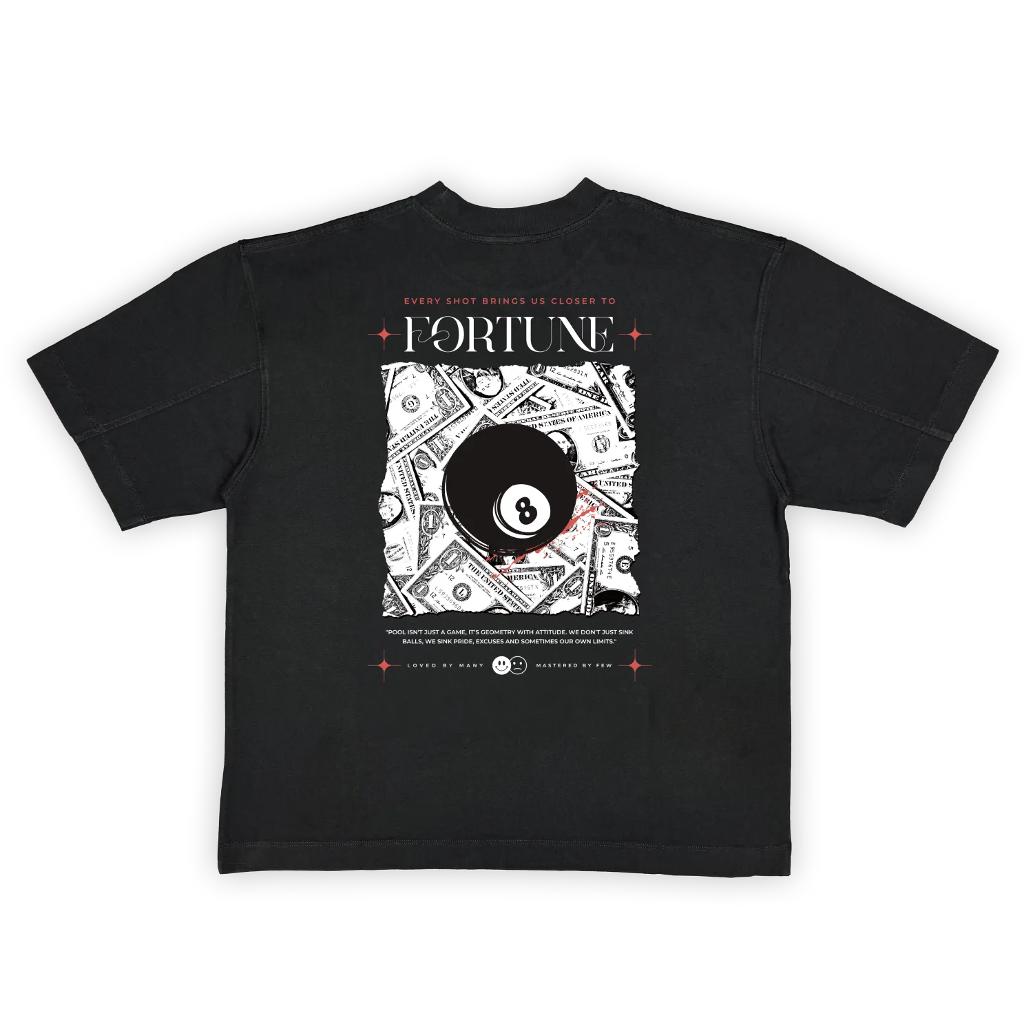 8 Ball Fortune Oversized Graphic Tee - Black